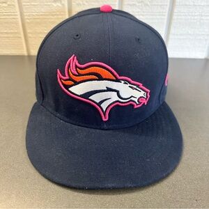 New Era NFL Denver Broncos Breast Cancer Awareness Fitted Hat Cap Sz 7 1/4 NICE